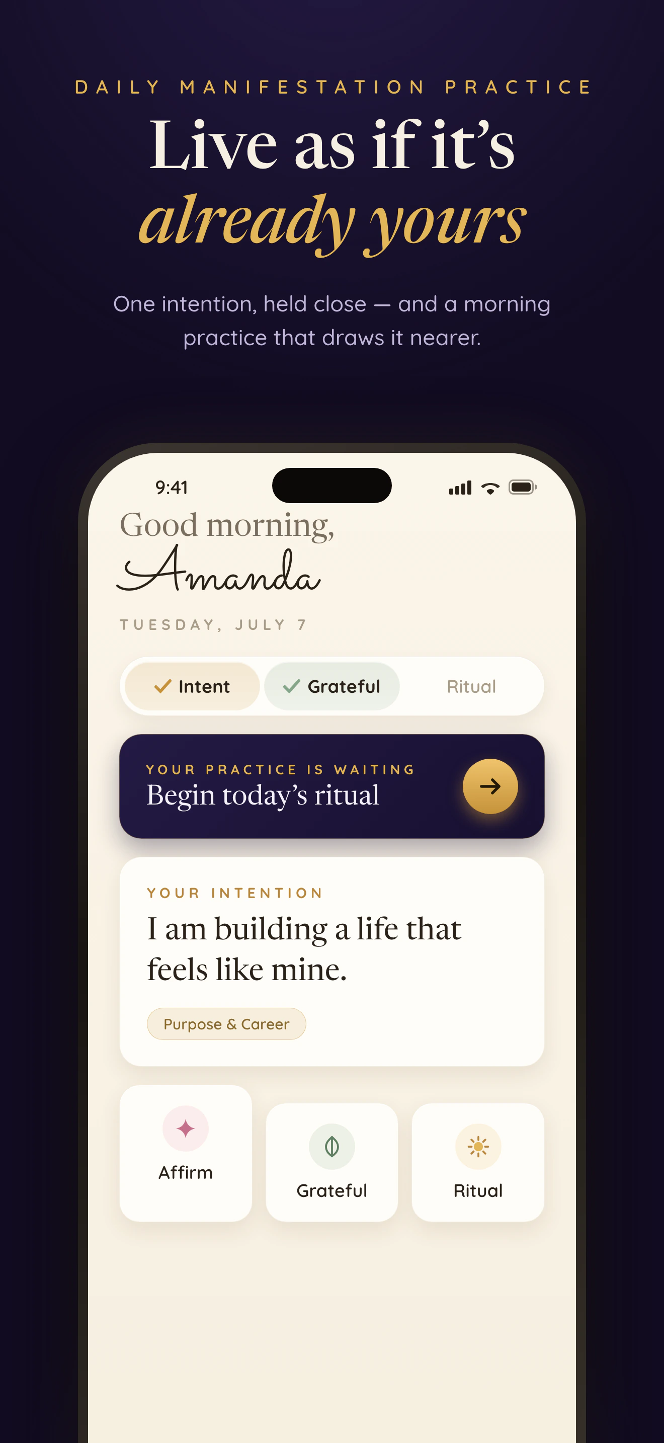 369 method tracker app home screen — the day's 3, 6 and 9 rounds tracked in one tray